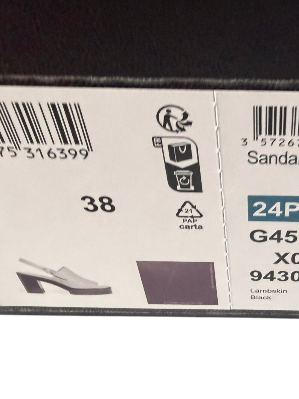 CHANEL CC LOGO QUILTED LAMBSKIN SLINGBACK BLOCK HEEL SANDALS BLACK 38 - Picture 14 of 14